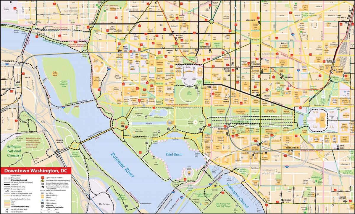 Mapa do centro da cidade de Washington DC