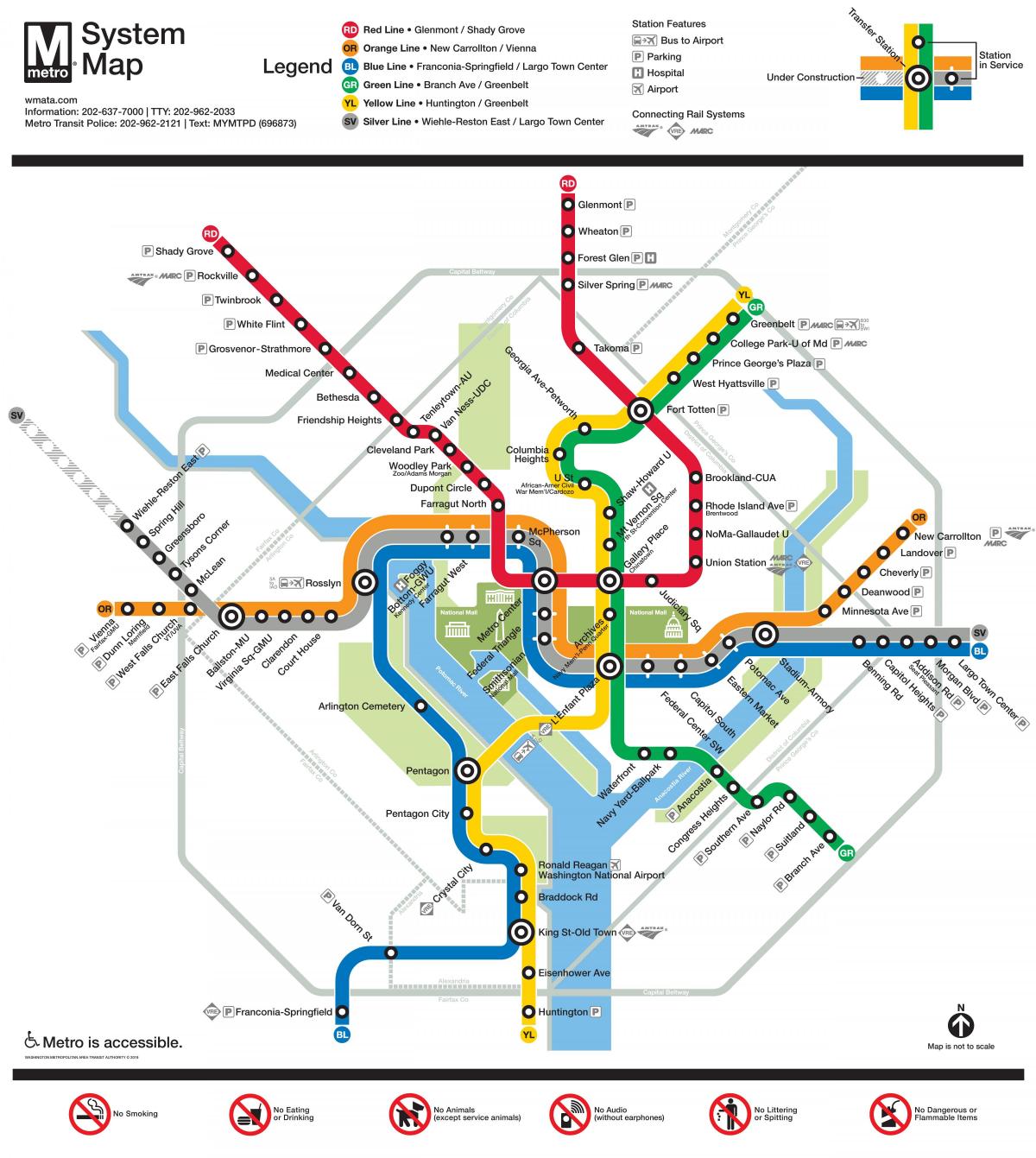 Mapa das estações de metro de Washington DC