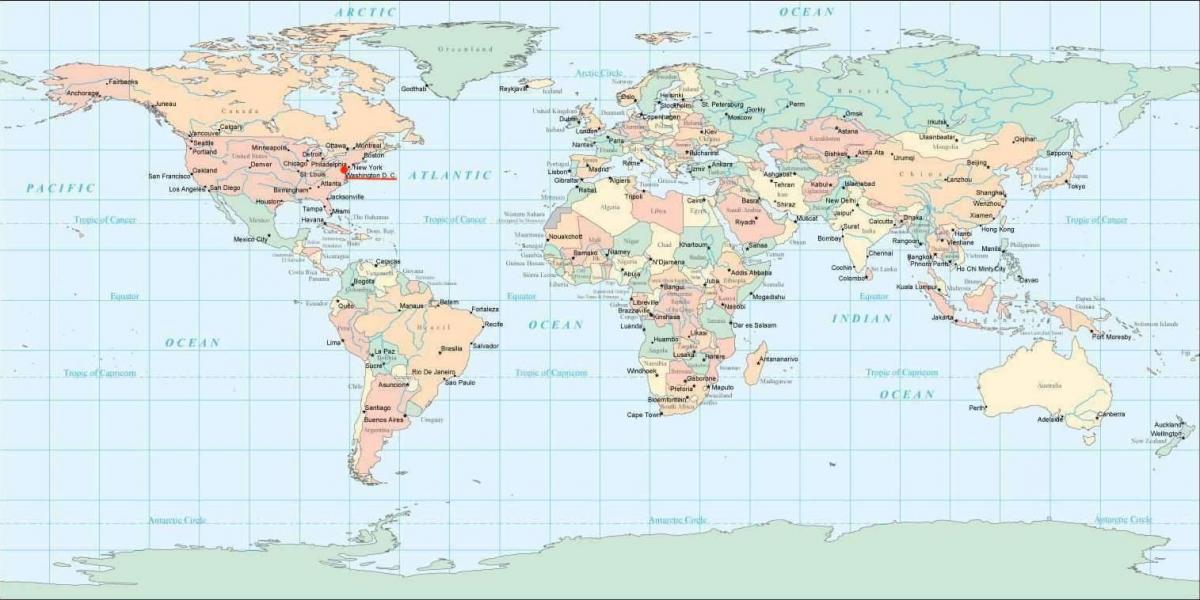 Washington DC localização no mapa do mundo