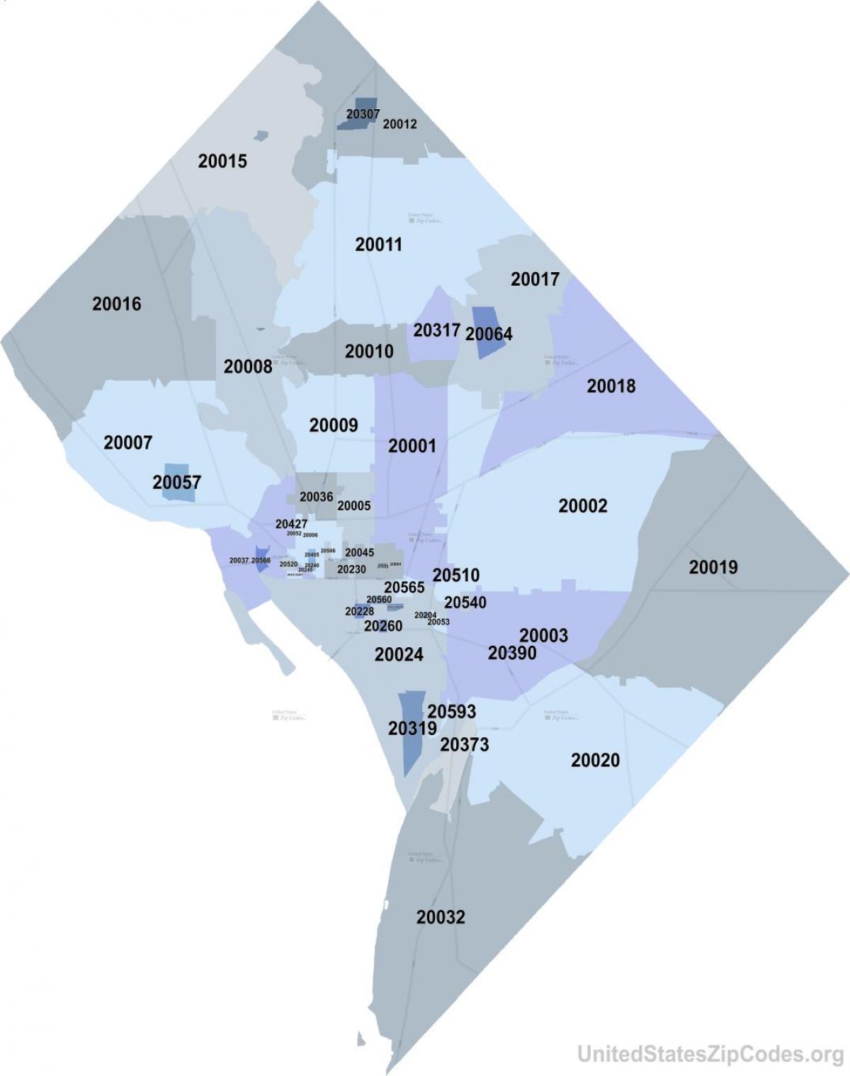 Mapa de códigos postais de Washington DC
