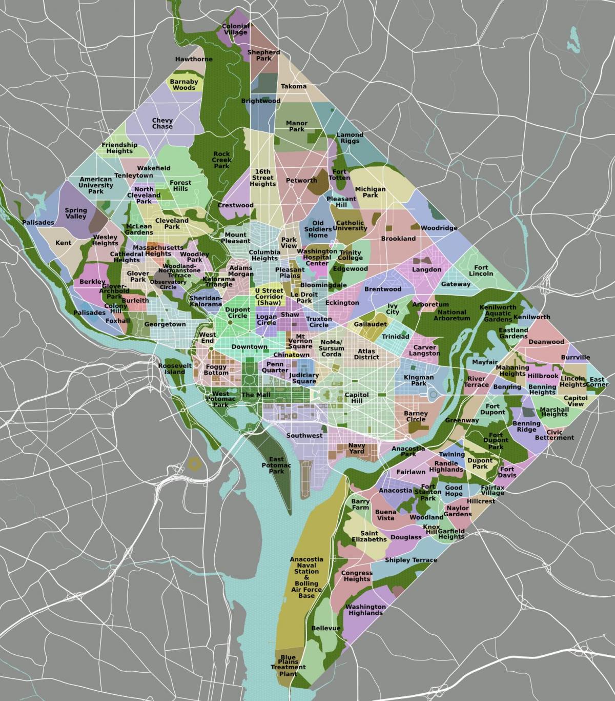 Mapa do distrito de Washington DC