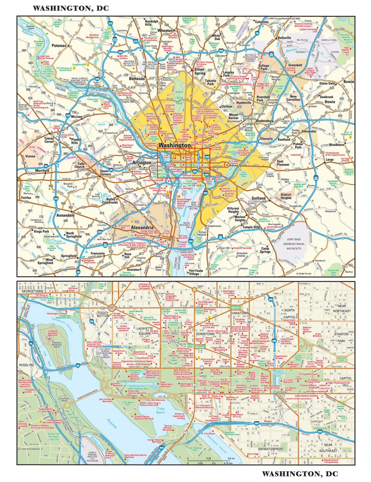 Mapa da cidade de Washington DC