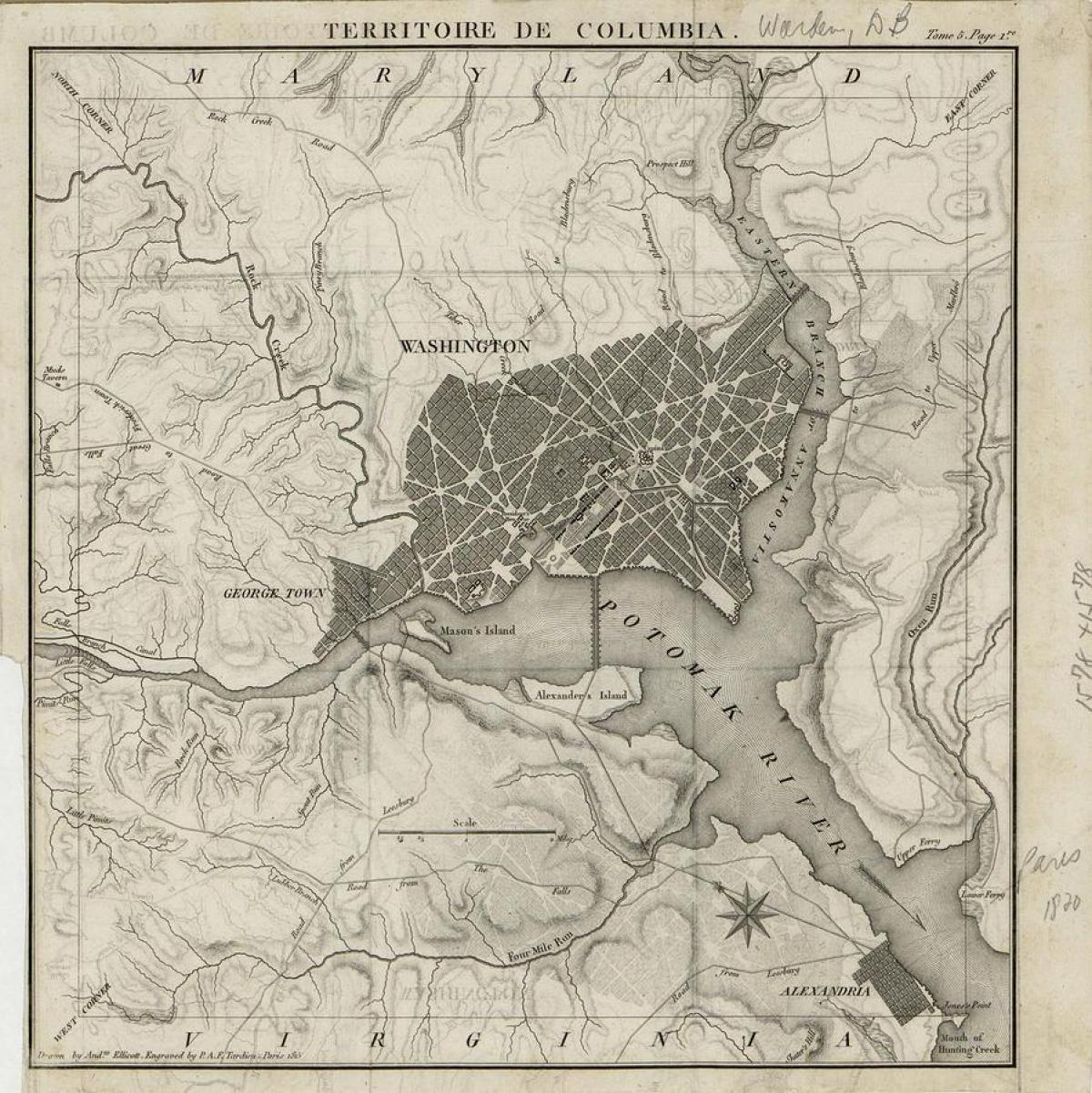 Mapa antigo de Washington DC